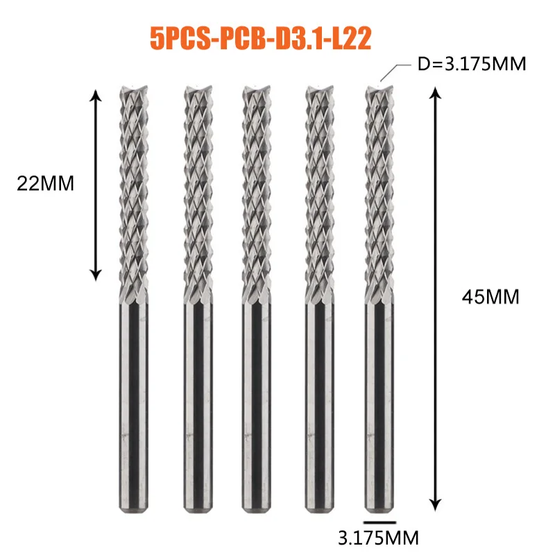 5PCS/LOT Solid Carbide Corn End mill Milling Cutter Bits D3.1 4.0 6.0 8.0 PCB End Mill CNC Cutting Milling Tools