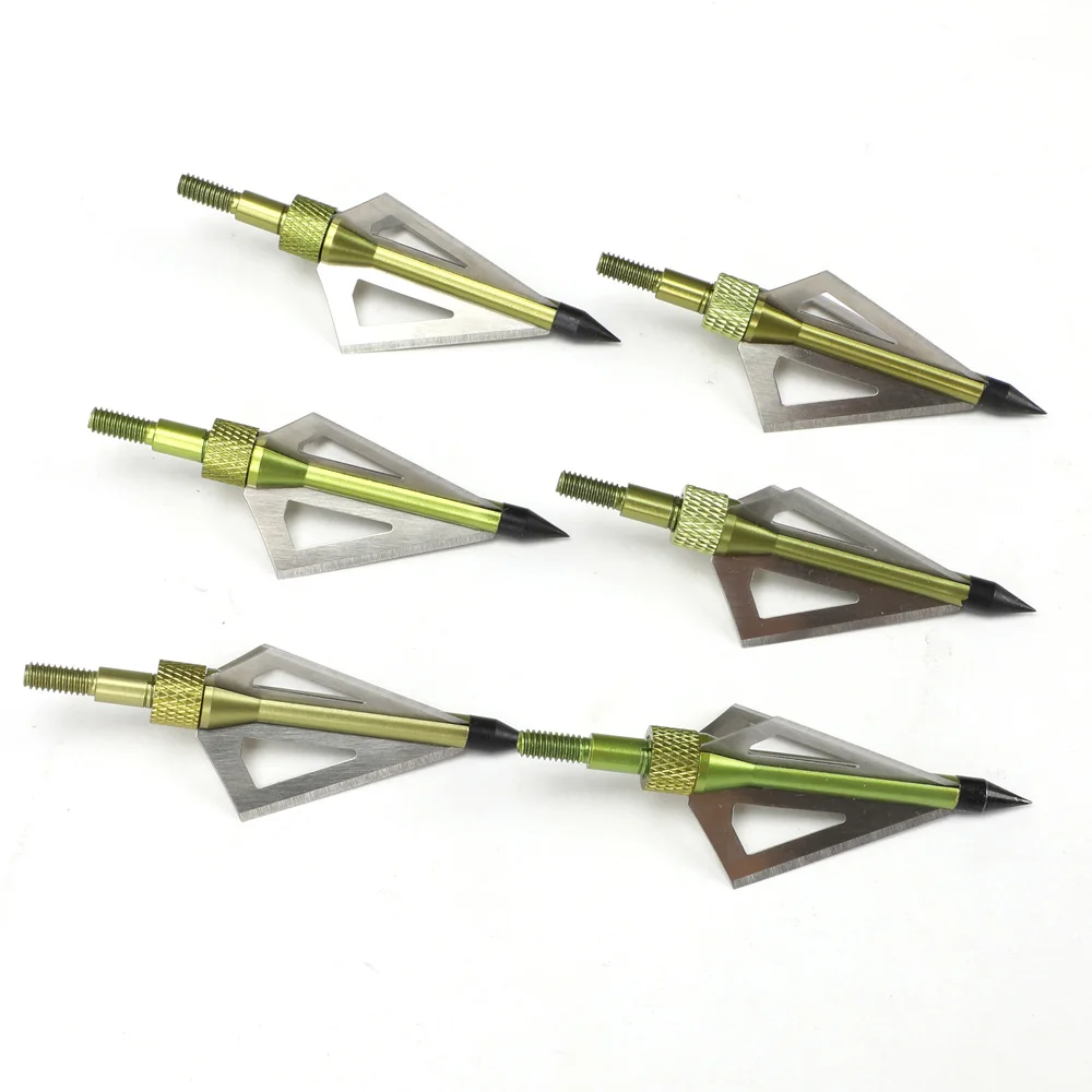 6pcs 100Grain Arrow Head Broadheads With 3 Fixed Blades Archery Arrow Tip Point Compound Crossbow Hunting Shooting  accessory