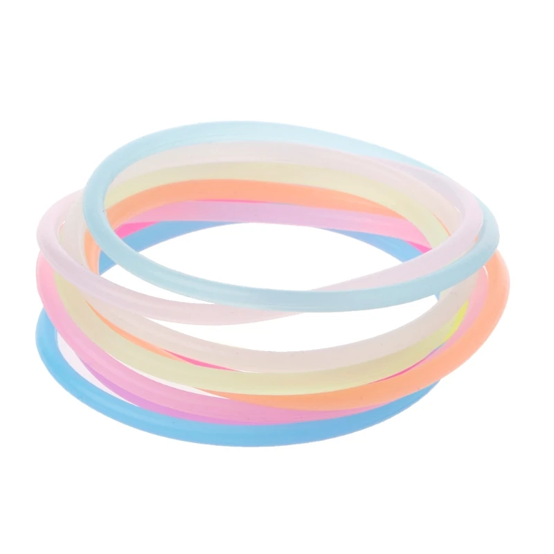 10PCS Night Luminous Bracelets Wristband Gummy Silicone DIY Rubber Hairbands
