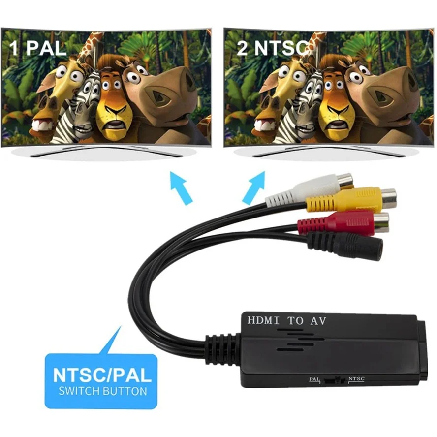 HDMI na kabel RCA 1080P HD wideo na konwerter Audio męski na RCA AV konwerter komponentów do DVD HDTV TV krótki ZF