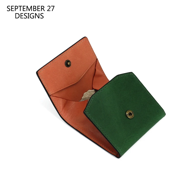 

Mini Storage Coin Purse Genuine Leather Luxury Handmade Square Coin Pouch Cowhide Hasp Small Wallet For Women & Men