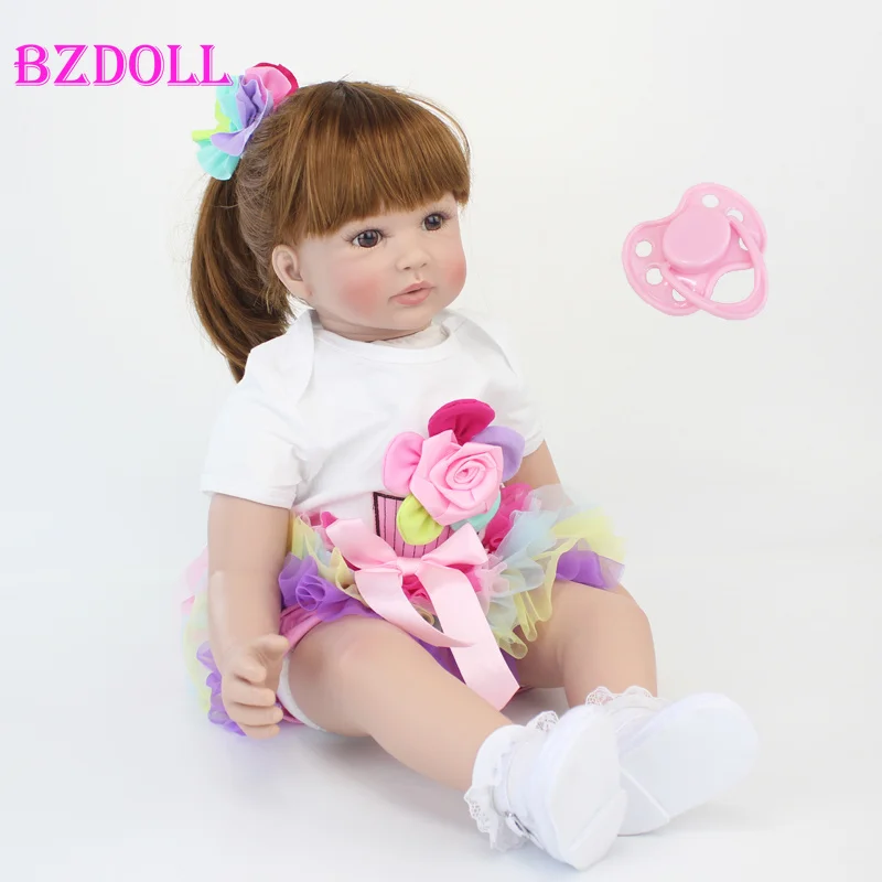 BZDOLL 60cm Reborn zabawka dla malucha 24 cali jak prawdziwe winylu księżniczka dzieci lalki dziewczyny Bonecas prezent urodzinowy zagraj w zabawki domowe