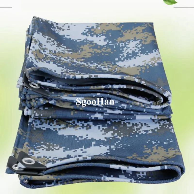 0.35mm Ocean Camo Turck Canopys Coated Banner Tarpaulin Rainproof Cloth Dog House Canvas Waterproof Cloth Outdoor Awning 400g/m2