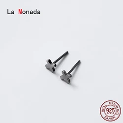 La Monada Black X Korean Women Earrings Silver 925 Stud Fine Jewelry Keep Pierced Ears Small Silver 925 Stud Earrings For Women
