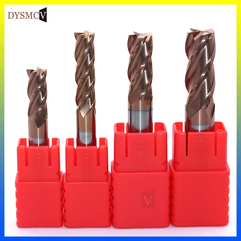 1pcs HRC60 8mm 10mm 12mm End Mill 4Flute Solid Carbide TiAIN Coated Spiral Standard Long Endmill CNC Milling Cutting Tools