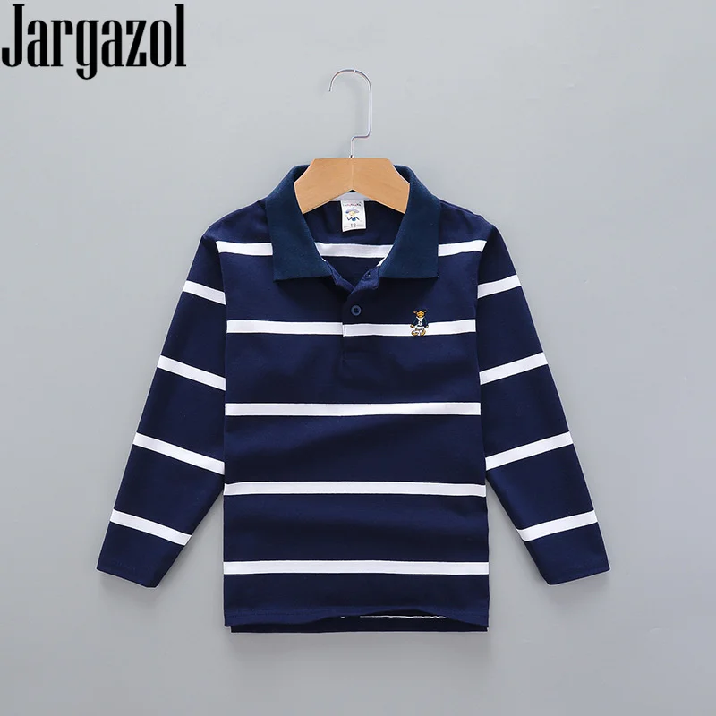 

Jargazol Polo Shirt Kids Fashion Stripes Long Sleeve Top&short Sleeve Shirt 2pcs3 To 15 Years Boys Sport Polos Teenagers Costume