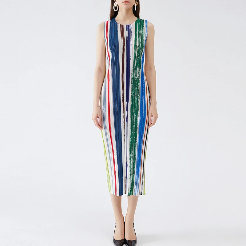 

2021 summer miyake Pleated skinny long Skirt fashion waist thin elegant thin sexy evening dress for woman