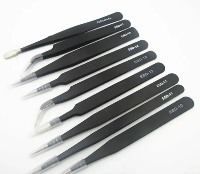 

DHL 200set *6pcs Precision Tweezer Set Plastic Anti Static Tool Kit Size 1/2/3/5/6/8 each one(Black) (Color: Black)