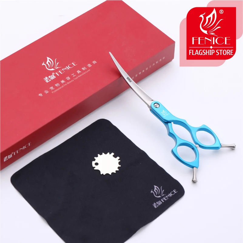 Fenice 6.0/6.5 inch Dog Pet Grooming Tools Scissors Curved JP440C Shear Teddy with High Quality Alloy Handle Light and Soft 가위