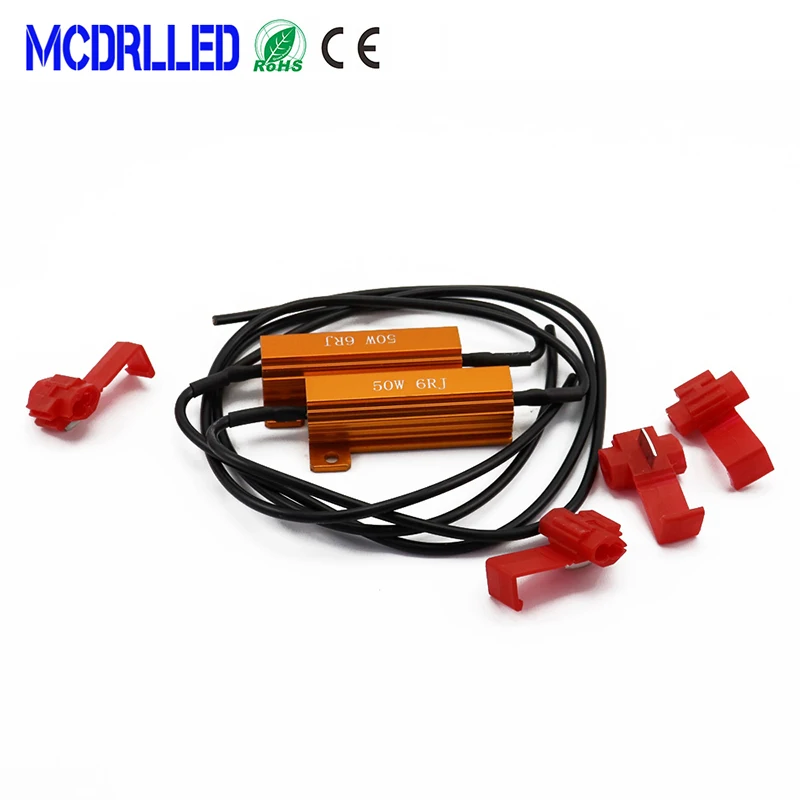 MCDRLLED 2PCS Car Decoder 25W 50W 6RJ LED Canbus Load Resistor Controller Warning Canceler Auto Resistance 12V