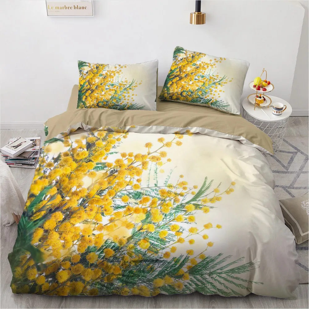 3D Nordic Duvet Covers Sets Comforter Bed Set Quilt Cover Bedding Sets Queen Full Twin Size Flowers Design Home Textile