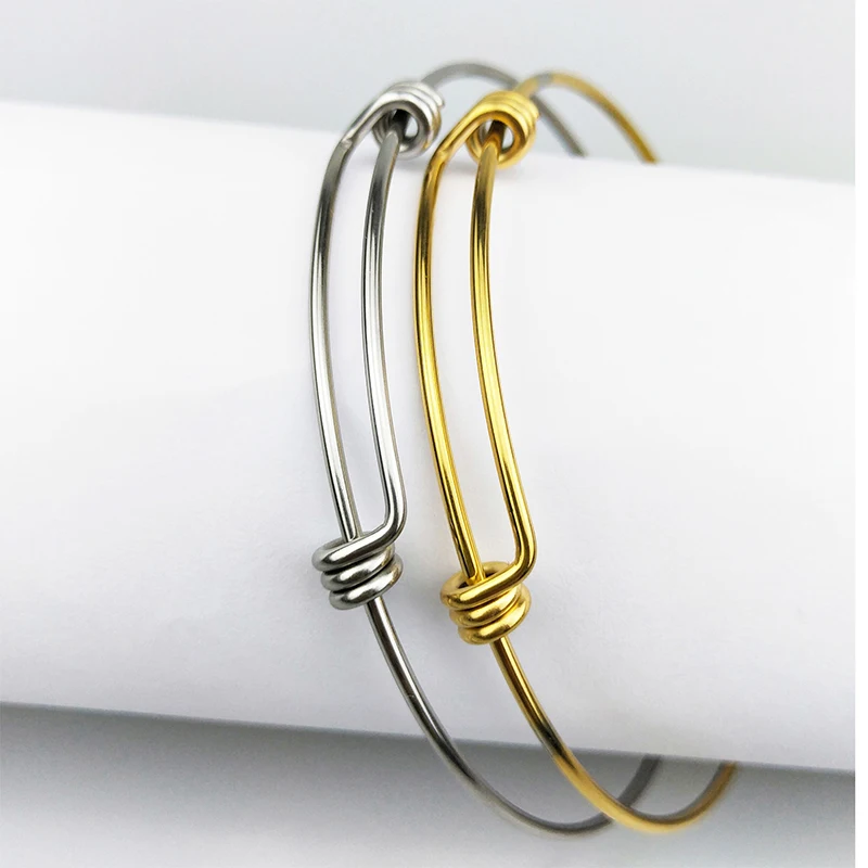 

10pcs Stainless Steel Bangle Mixed Color Expandable Adjustable Bulk Wire Wrapped Bracelet