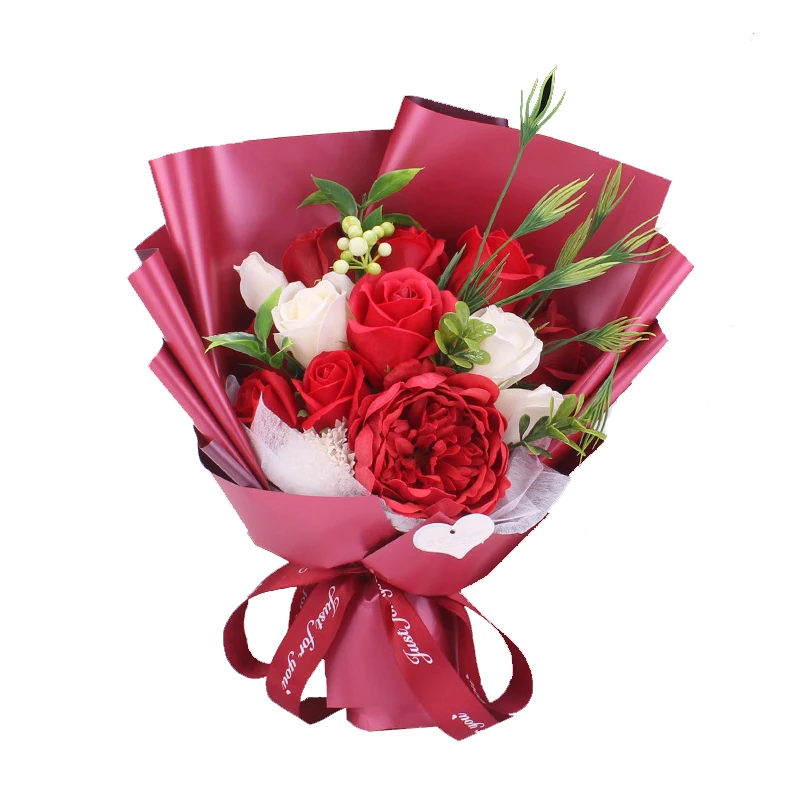 Spilewk 9 سنتيمتر الفاوانيا الكبيرة الورود الاصطناعية زهرة رؤساء عيد الحب لتقوم بها بنفسك هدية صندوق الزفاف باقة الزهور X'mas ديكور المنزل 16 لكل