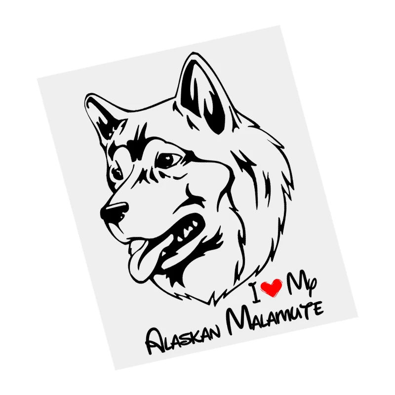 S61418 # I Love My Alaskan Malamute Dog Black Transparent Car Sticker Vinyl Decal Waterproof Decors for Motorcycle Bumper Laptop