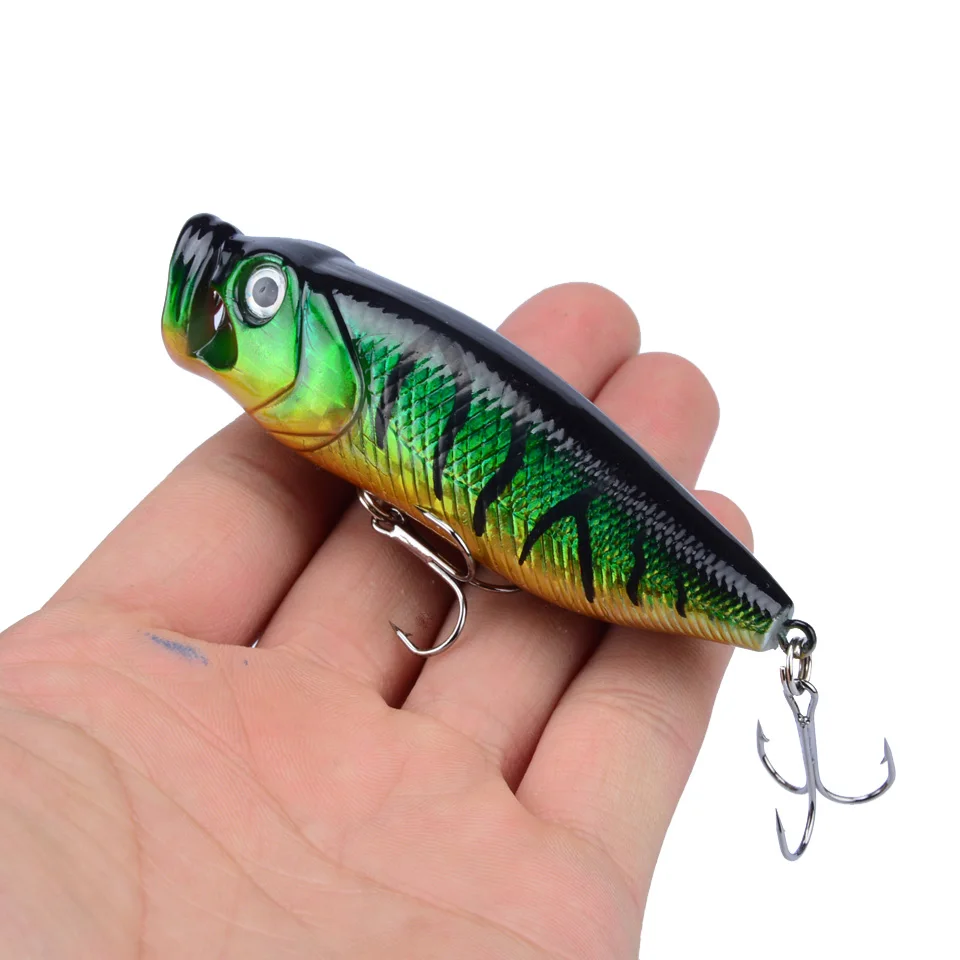 1pcs Quality Whopper Plopper 8cm 15.5g Top Water Popper Fishing Lure Hard Bait Wobblers Rotating Soft Tail Fishing Tackle