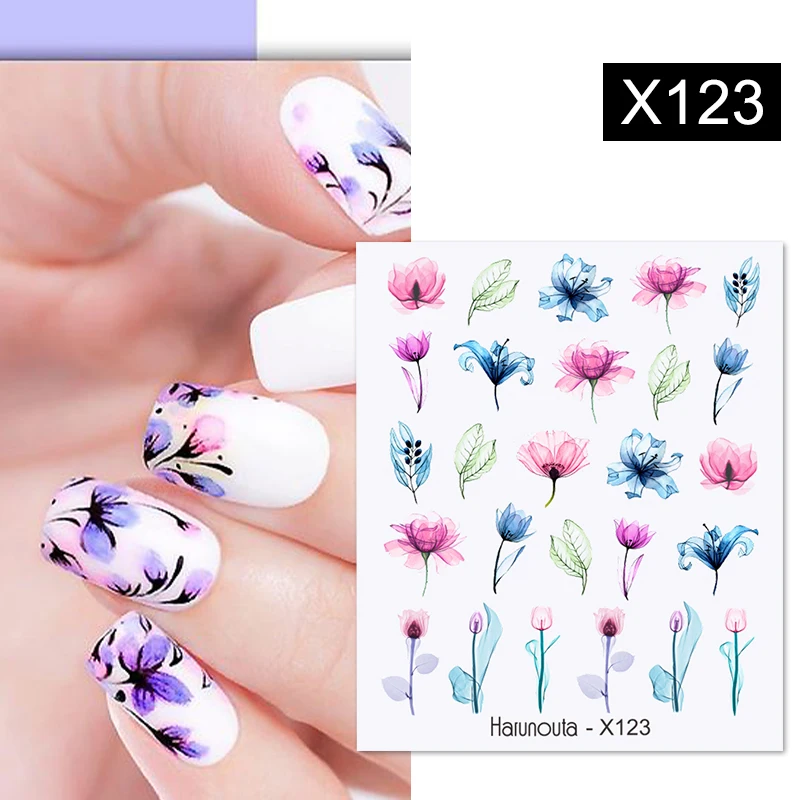 1 PC 3D  Nail Sticker Decals Spring Tulip Flower Butterfly Nail Stickers Floral Leaf Adhesive Sliders Manicure Decor