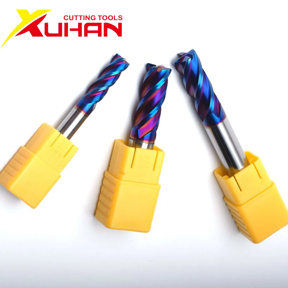 1 2 3 4mm HRC65 4Flutes Carbide Tungsten CNC Milling Nose Radius Cutters Milling Tools Carbide corner radius End mill
