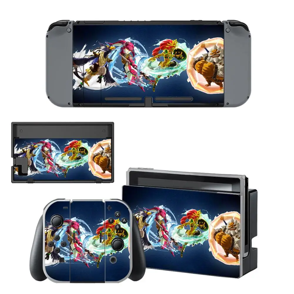 Hyrule Warriors-pegatina de piel Age of Calamity para consola Nintendo Switch NS, soporte para cargador, vinilo para controlador Joy-con