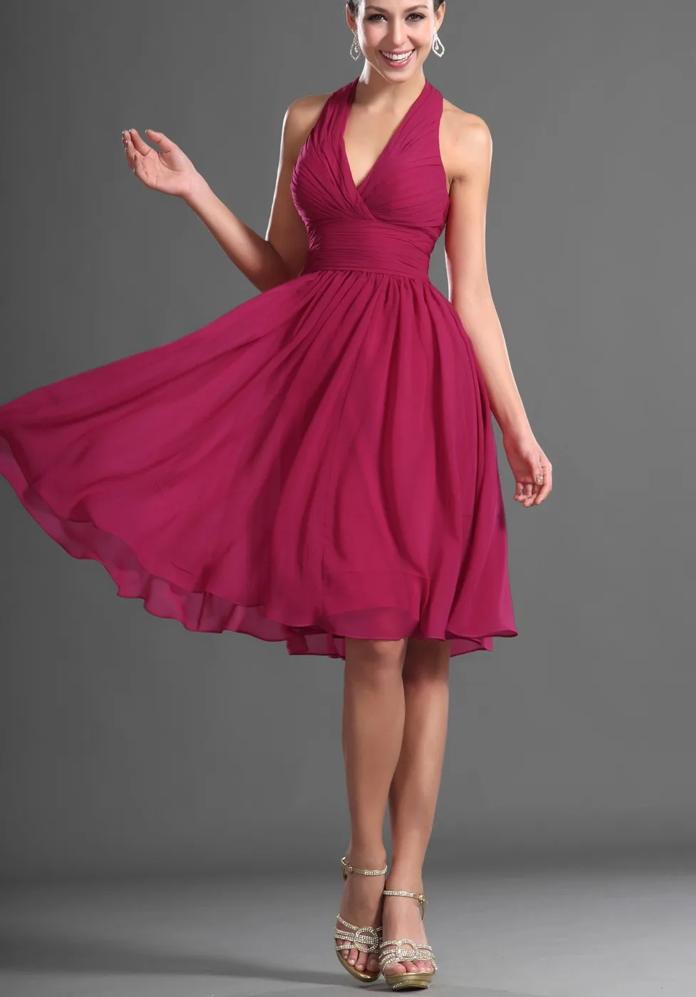 

A-line Short Mini Little Light Burgundy Bridesmaid Dress V Neck Simple Evening Formal Wedding Guest