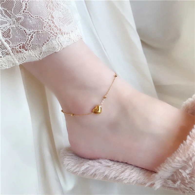 MEYRROYU Stainless Steel New Fashion Romantic Heart Jewelry Set For Women 3 Color Necklace Anklet Earrings 2023 Trend Party Gift