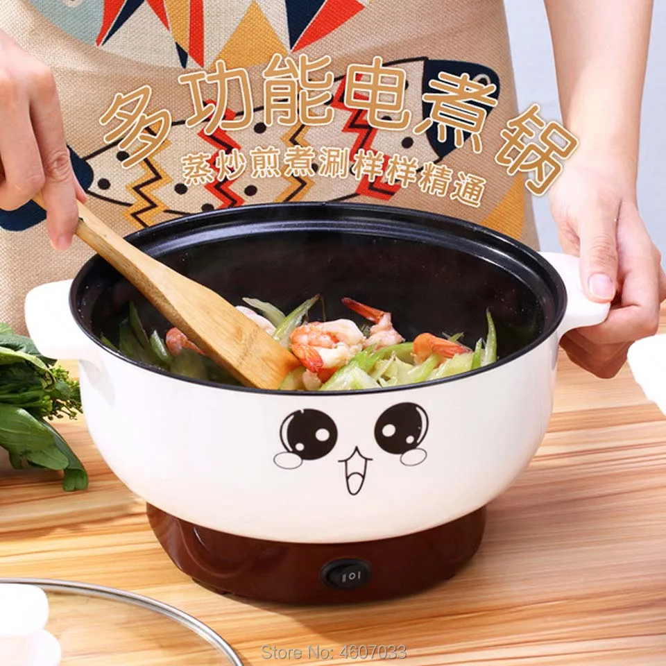 220V Multifunctional Electric Cooker Heating Pan Electric Cooking Pot Machine Hotpot Noodles Rice Eggs Soup Steamer Cooking Pot