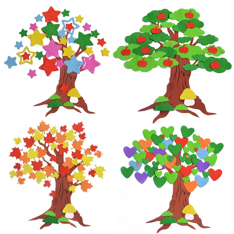 XICC Hot Tree Flower Kindergarten Wall Decoration Stickers Eva Foam Wall Sticker Classroom Blackboard Newspaper Handmade DIY Toy