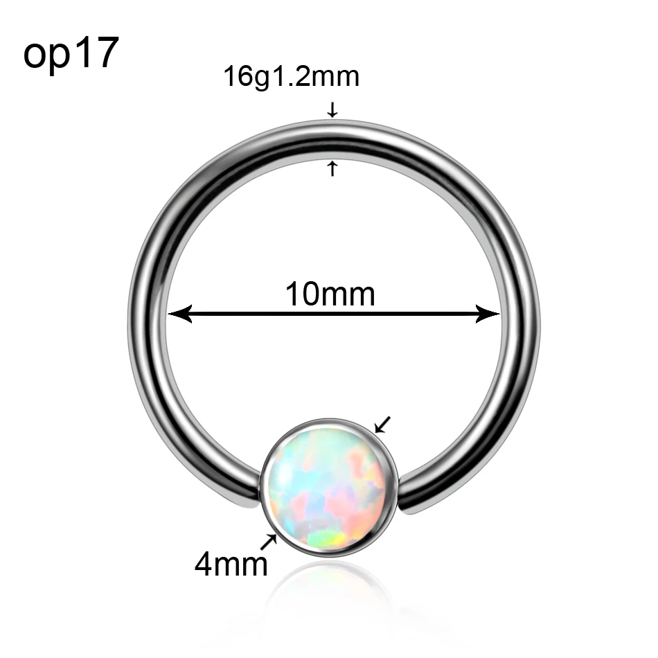 1Pc G23 Titanium Opal Ear Septum Piercing Nose Ring Hoop Lip Piercings Rings CBR Helix Tragus Labret Rings Sexy Body Jewelry