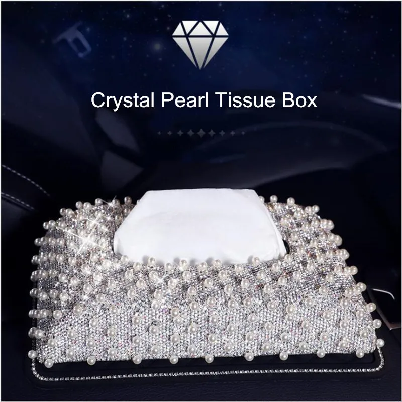 

Fashion car interior ornament crystal rhinestones pearls home car block armrest tissue box