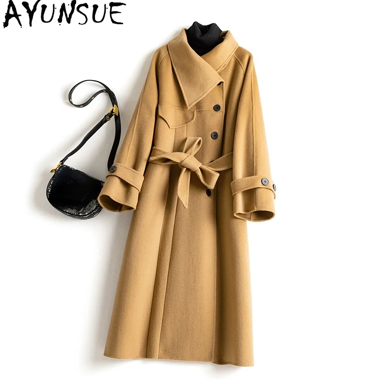 

AYUNSUE 100% Wool Coat Women's Clothing Autumn and Winter High Quality Wool Jacket Women Long Korean Outwear Manteau Femme 1158