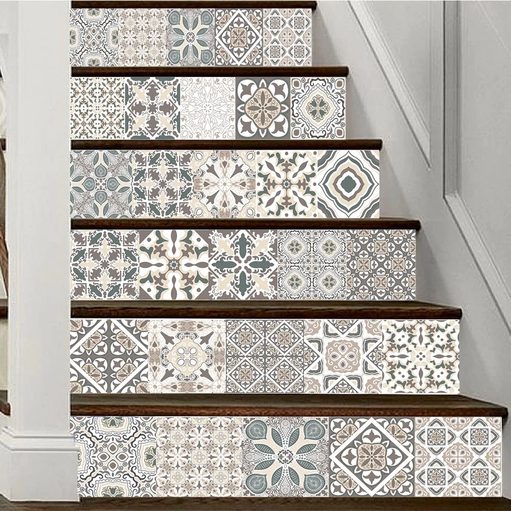 Portuguese Style Retro strip Tiles Ceramics Wall Sticker Kitchen Bathroom Wardrobe Art Mural Home Decor Peel & Stick Wall Decals