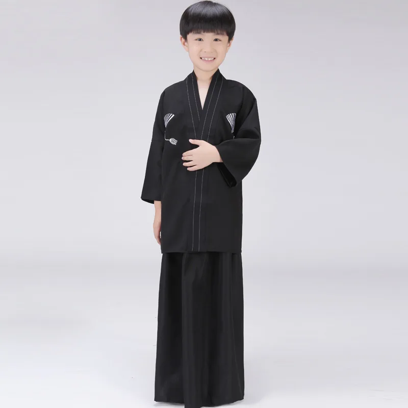 Boys Japanese Traditional Yukata Samurai Kimono Bathing Robe Loose Style Luxury Wear Clothing Long Gown