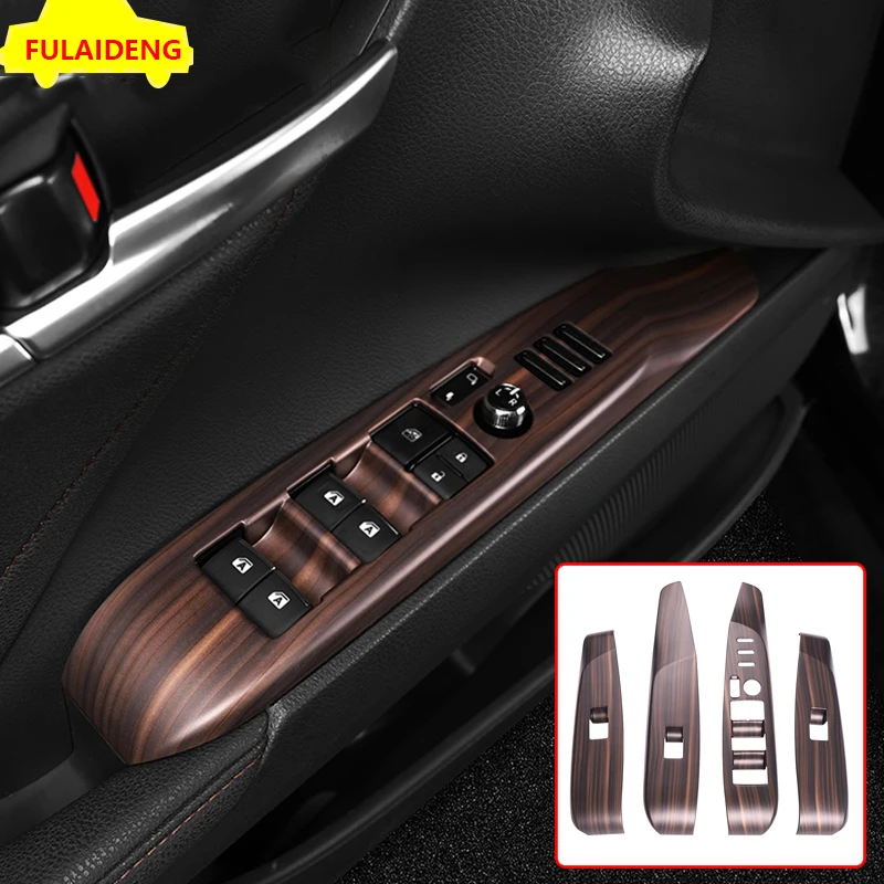 4pcs For Toyota Camry 2018 Peach Wood Grain Interior Window Switch Panel Cover Trim Car Styling Accessories