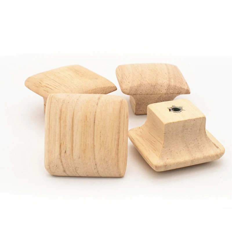 6 Pcs Cabinet Drawer Pulls Natural Wood Dresser Knob Cupboard Handle Square Furniture Decor Handle Nordic Simple Rural Style