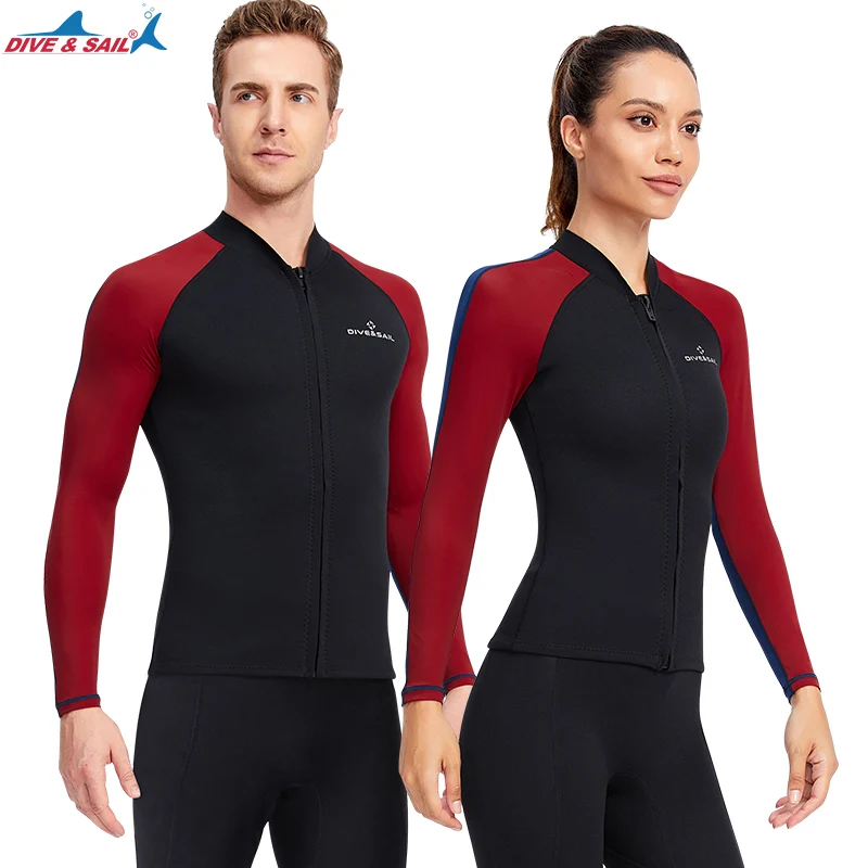 

Wetsuit Top Women Men 1.5MM Neoprene Wetsuit Jacket Long Sleeve in Lycra Rash Guards Shirt UV Sun Protection UPF50+