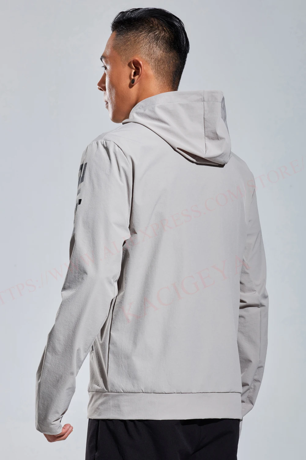 Mens Casual Jacket Sports Zipper Solid Printing Run Hooded Outdoor Fitness Training Long Sleeves Man Streetwear Fashion Coat