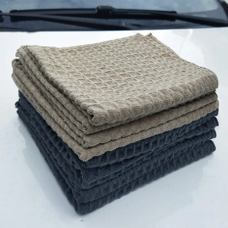 Car 40x40cm Wash Towel Glass Cleaning Wax Polishing Detailing Waffle Weave Towel Car Cleaning Microfiber Cloth Kitchen Cleaner