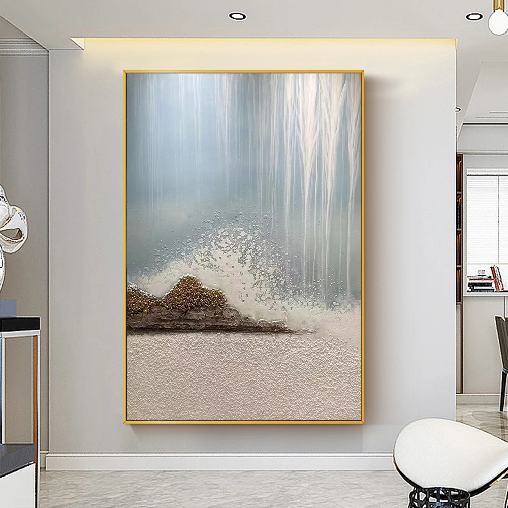 

Hand-painted Seascape Oil Painting Canvas Wall Art Handmade Simplicity Landscape Heavy Stone Oil Painting for Home Wall Decor