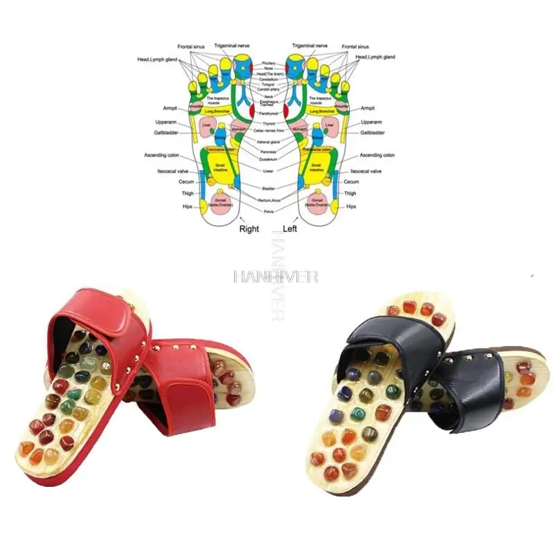 Newly Natural Pebble Stone Foot Massager Slippers Reflexology Care Blood Activating Foot Acupuncture Point Massage Shoes