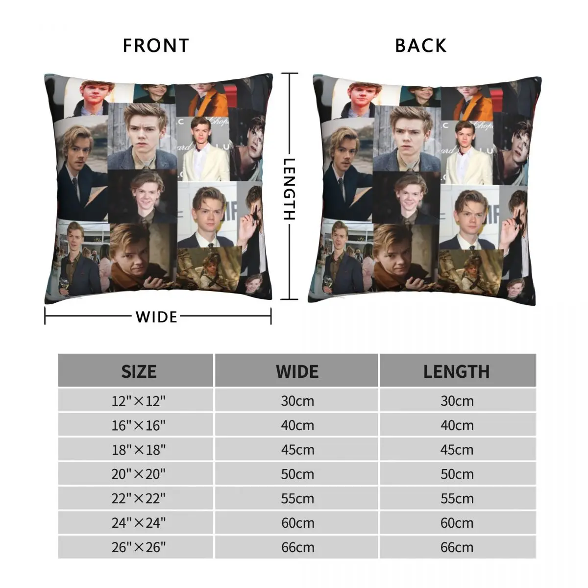 Thomas Brodie-sangster Collage Square Pillowcase Polyester Linen Velvet Creative Zip Decor Sofa Cushion Case 45x45