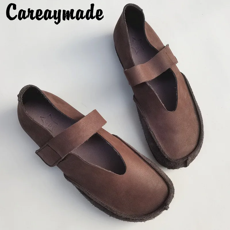 Careaymade-Genuine Leather women\'s shoes,Soft-leather Soft-soled Retro casual shoes,breathable original handmade shoes Big size