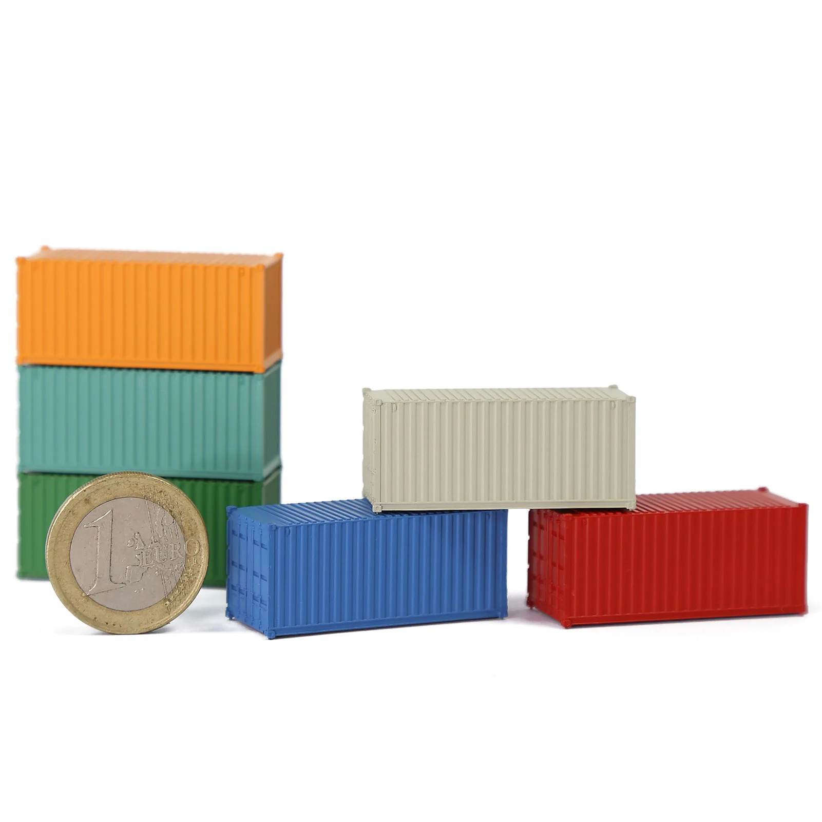 9pcs Different Colored N Scale 1:160 20ft Blank Shipping Container 20\' Cargo Box C15007