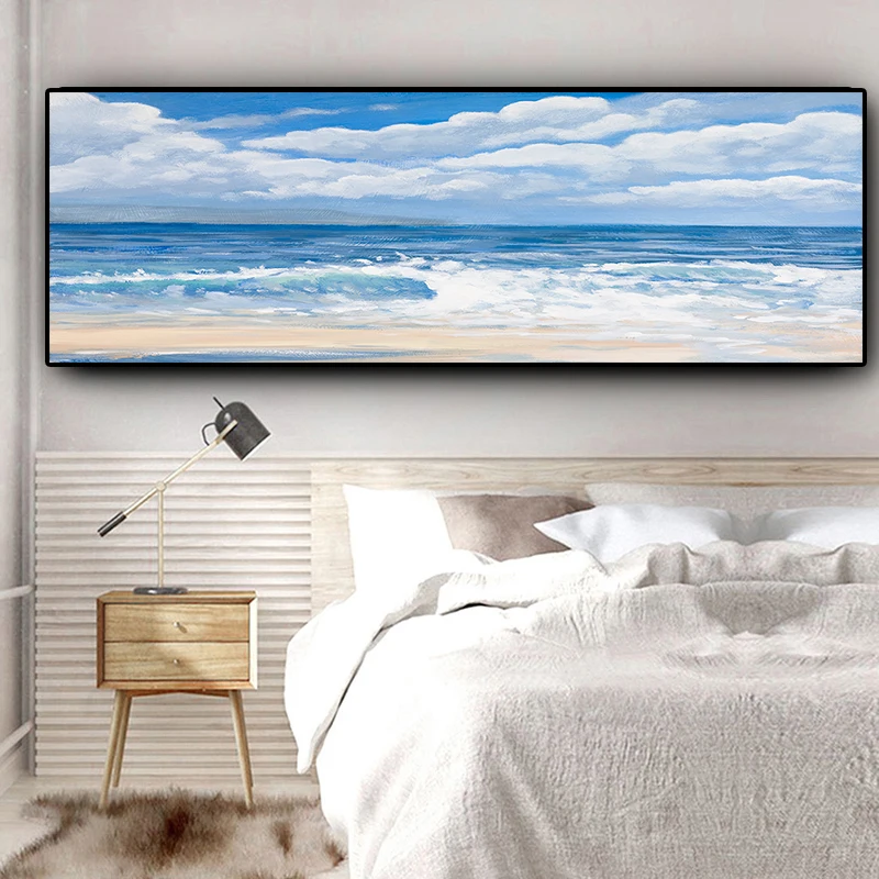 Natural Sky Ocean Sea Beach Landscape Panorama Abstract Canvas Painting Posters and Prints Wall Art Picture for Living Room