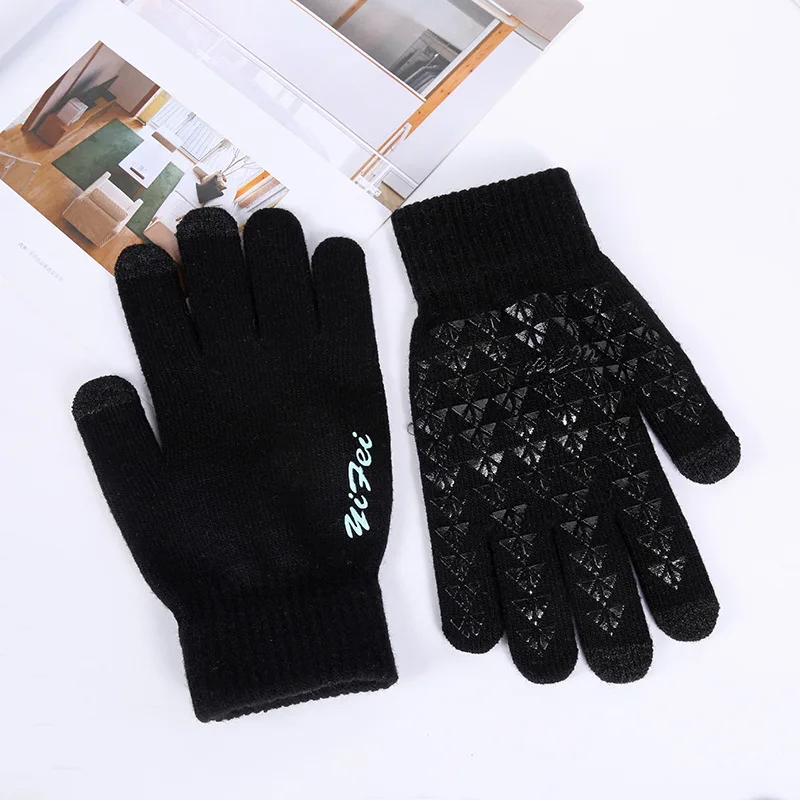 

Winter Knit Gloves Touchscreen Warm Thermal Soft Lining Elastic Cuff Texting Anti-slip 3 Size Choice for Women Men Skiing Gloves