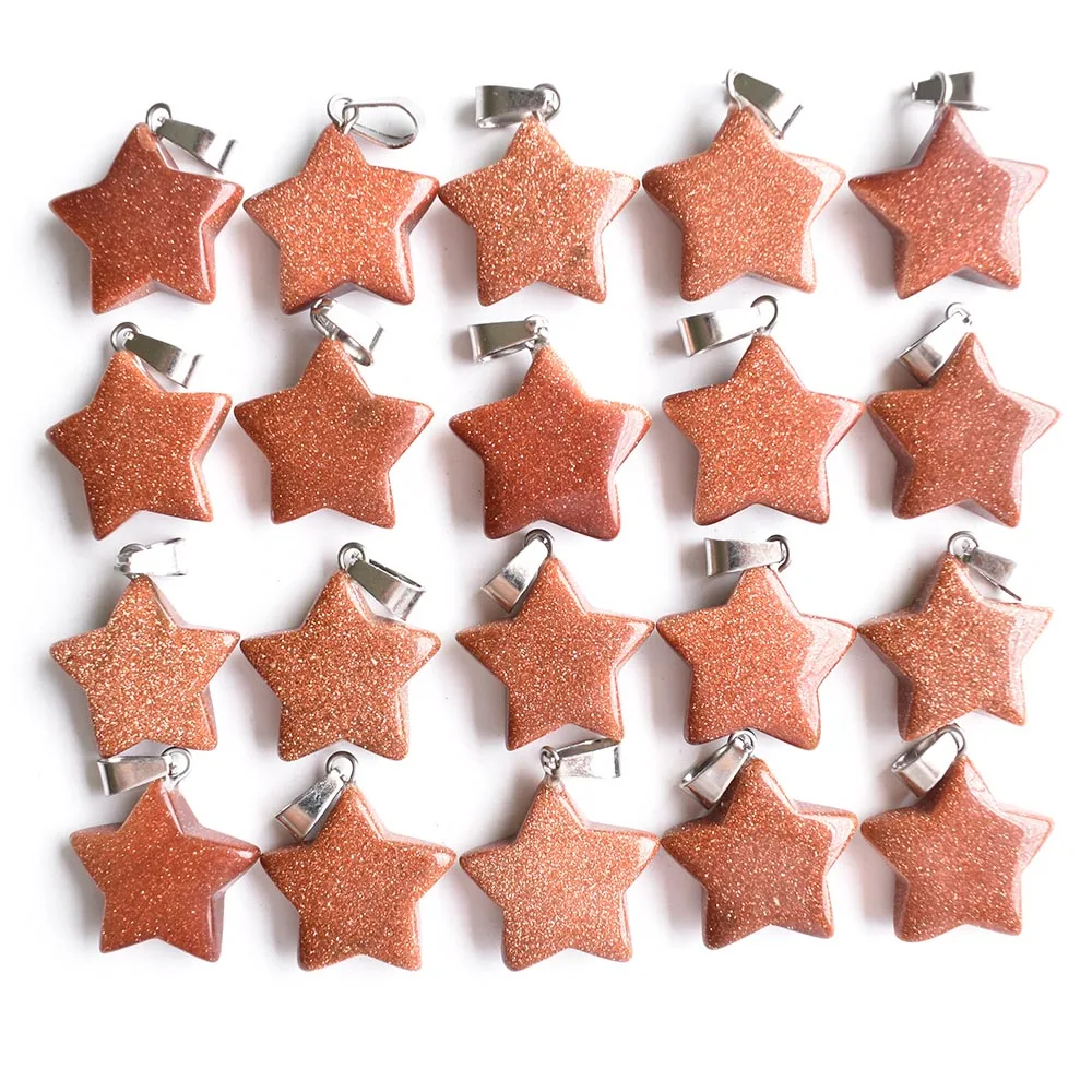 

2022Fashion good quality gold color sand stone five-pointed star charm pendants for jewelry making 50pcs/lot Wholesale free