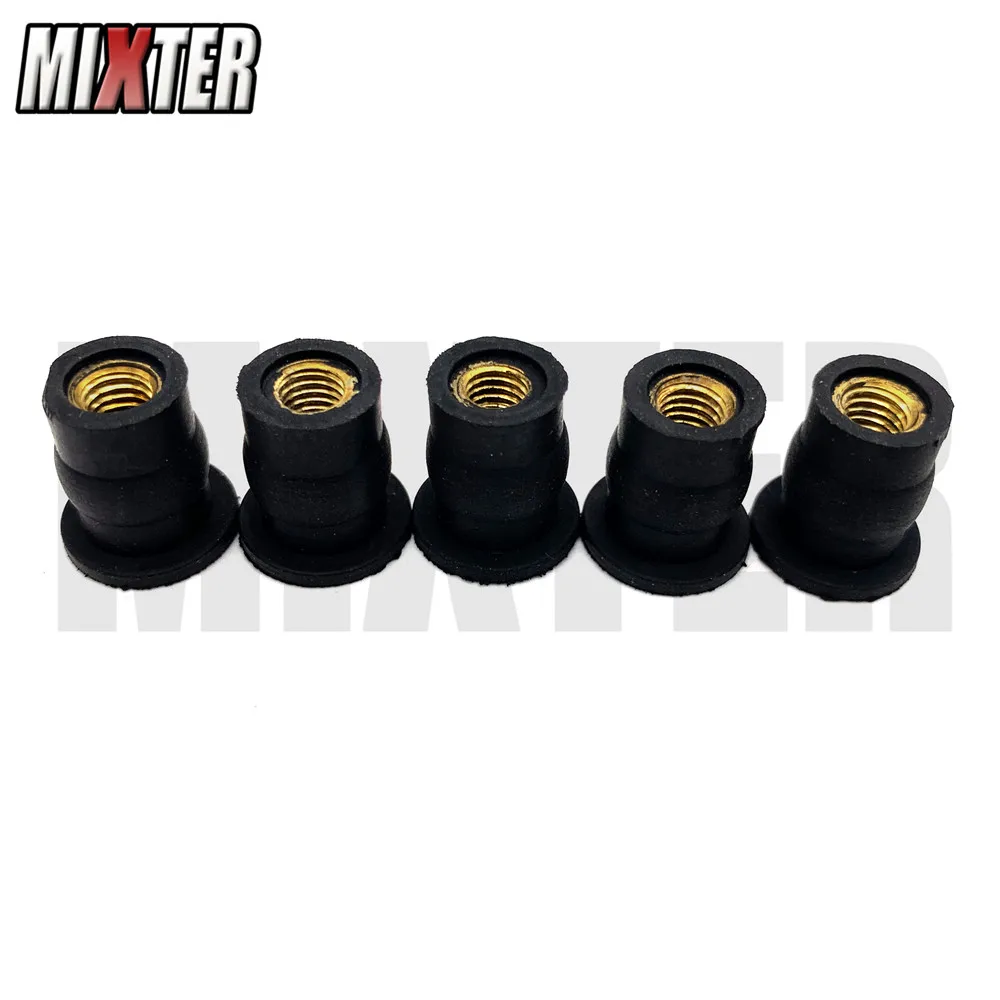 Motorcycle Motorbike Scooter Universal M5 5mm Metric Rubber Well Nuts Windscreen Windshield Fairing Cowls Fastener Screws