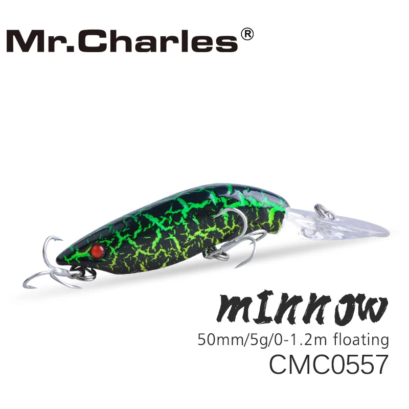 Mr.charles-ハードフィッシングルアー,フローティングフック,50mm/5g,0〜1.2m