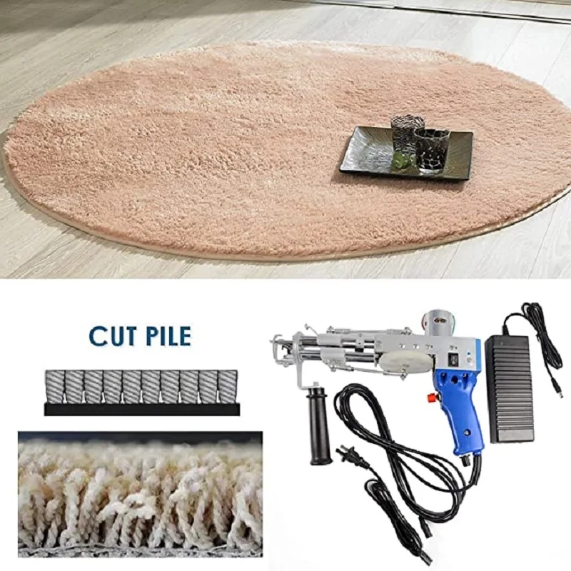 220V Electric Carpet Tufting Gun Hand Gun Carpet Weaving Flocking Machines Cut Pile Industrial Embroidery Machine Loop Pile