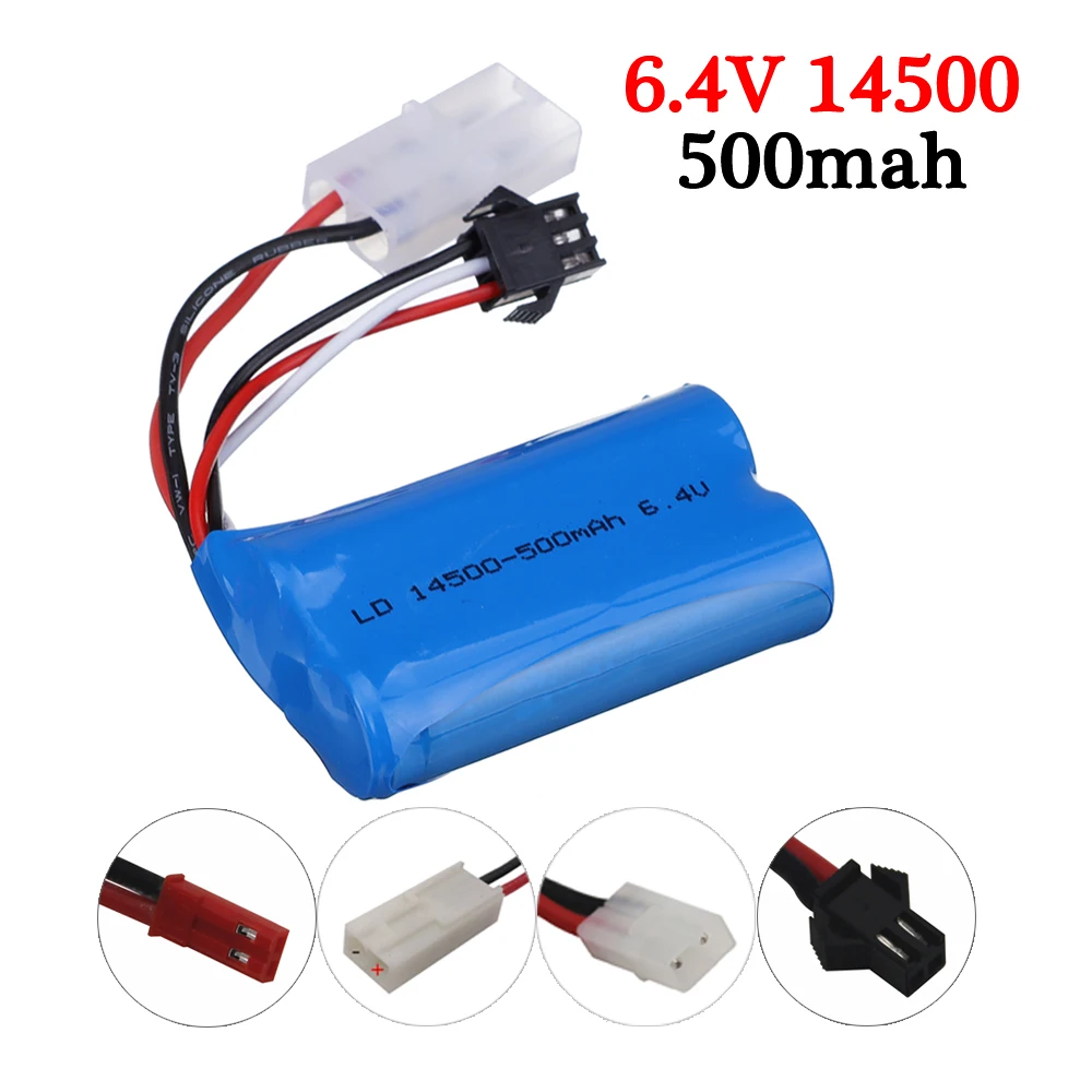 6.4v 500mah 15C 14500 for Wltoys 18401/02 RC Off-road Vehicle Battery RC toys battery SM-2P/JST /EL-2P/Tamiya 6.4V 500mah SM-3P