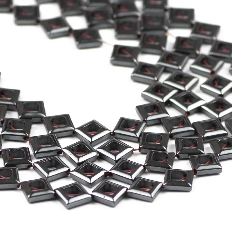 JHNBY Diagonal square Black Hematite 8MM Natural Stone Spacers Loose Beads For Jewelry Making Diy bracelets necklace accessories