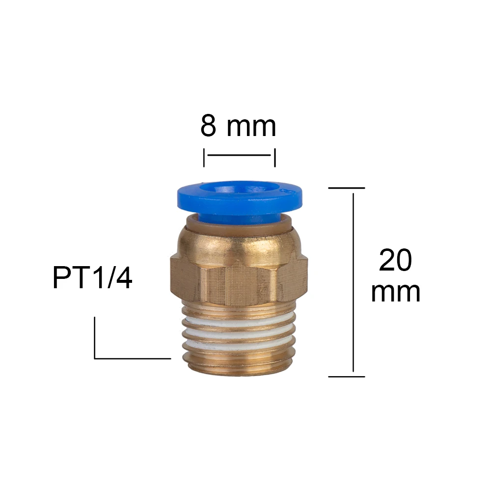 8มม.ท่อ1/4 "BSP 1/2" 1/8 "ด้ายชาย Air Suspension Air ท่อเชื่อมต่อ Quick Coupling ข้อต่อทองเหลือง PC Air Pneumatic